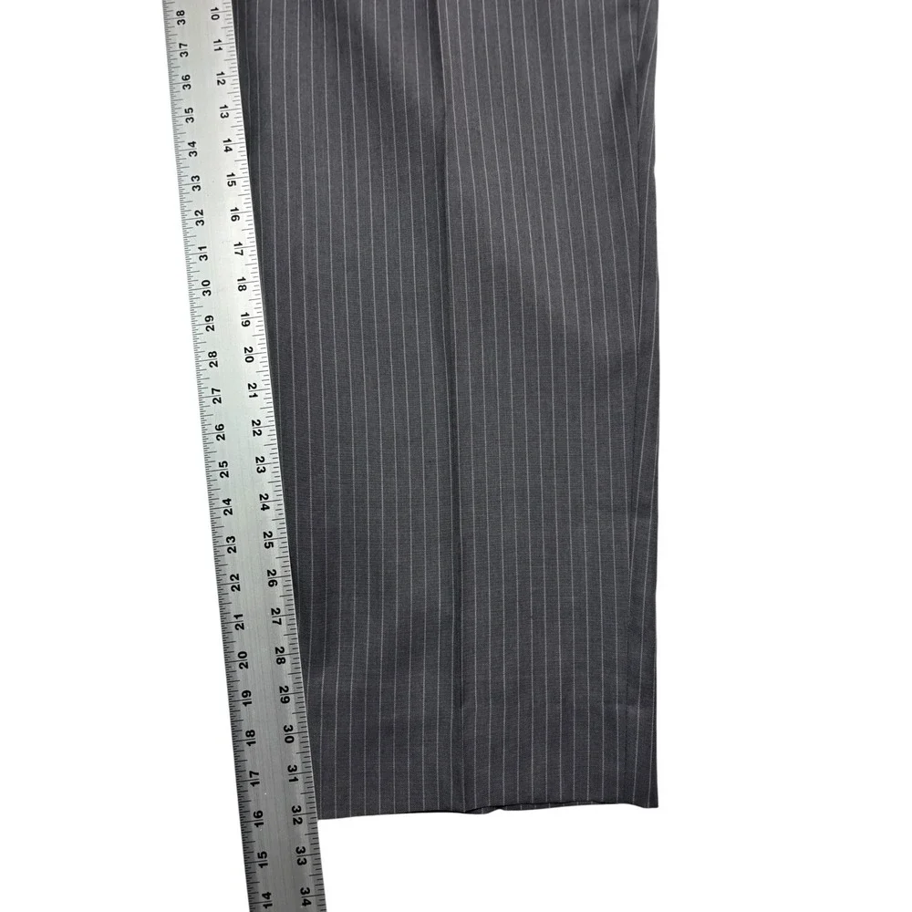 Jos A Bank 48L 43x32 Gray Stripe 2pc Pant Suit Signature Collection Silk Wool